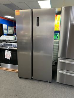 Element grey side by side refrigerator