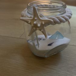 Set Of 4 Glass Seashell Candle Holders 