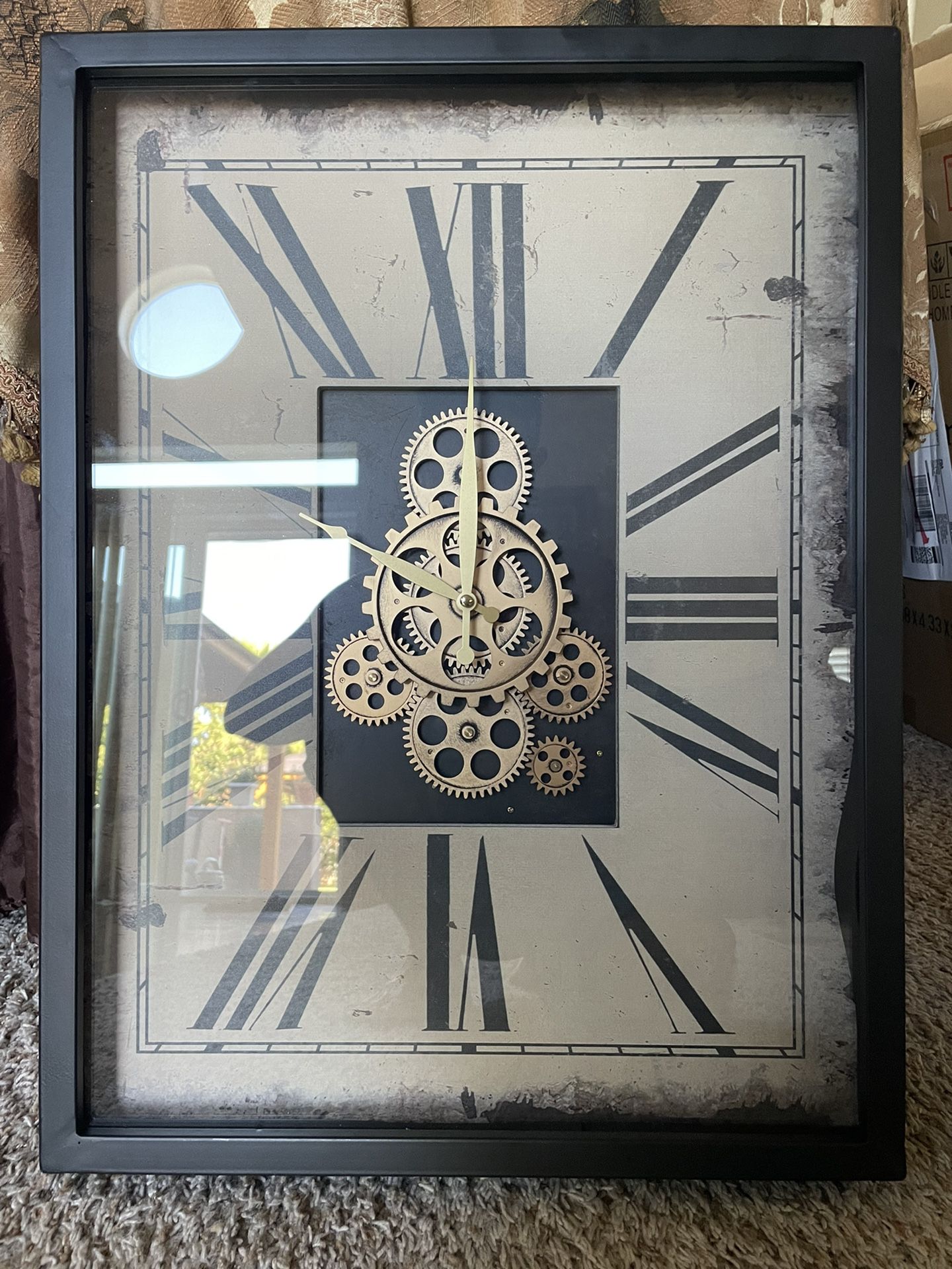 New Vintage Rectangle Gear Clock 