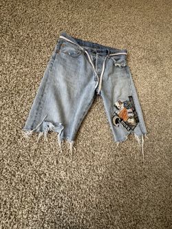 Custom Long Distressed Denim Shorts