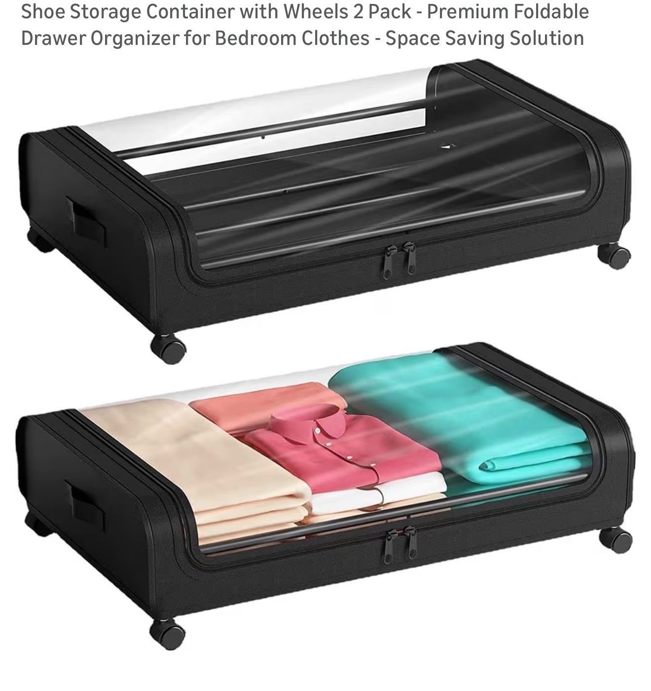 2 Pack Storage Containers with Wheels