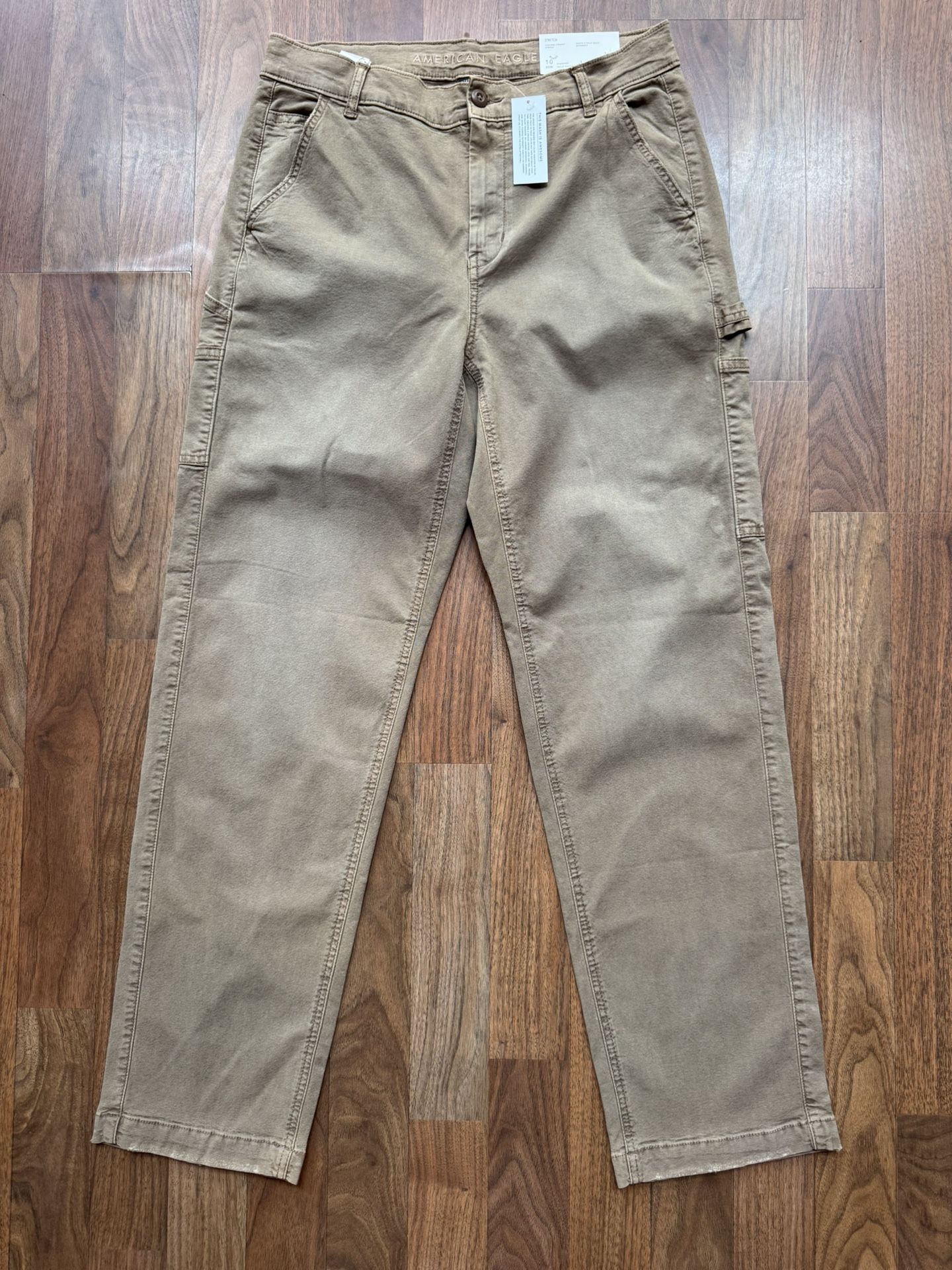 Brown American Eagle Stretch High Rise Straight Leg Cargo Pants Jeans 10 Reg
