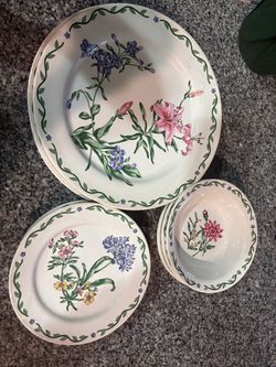 International Tableworks Terrace Blossoms 4 Each Dinner & Salad Plates & Bowls