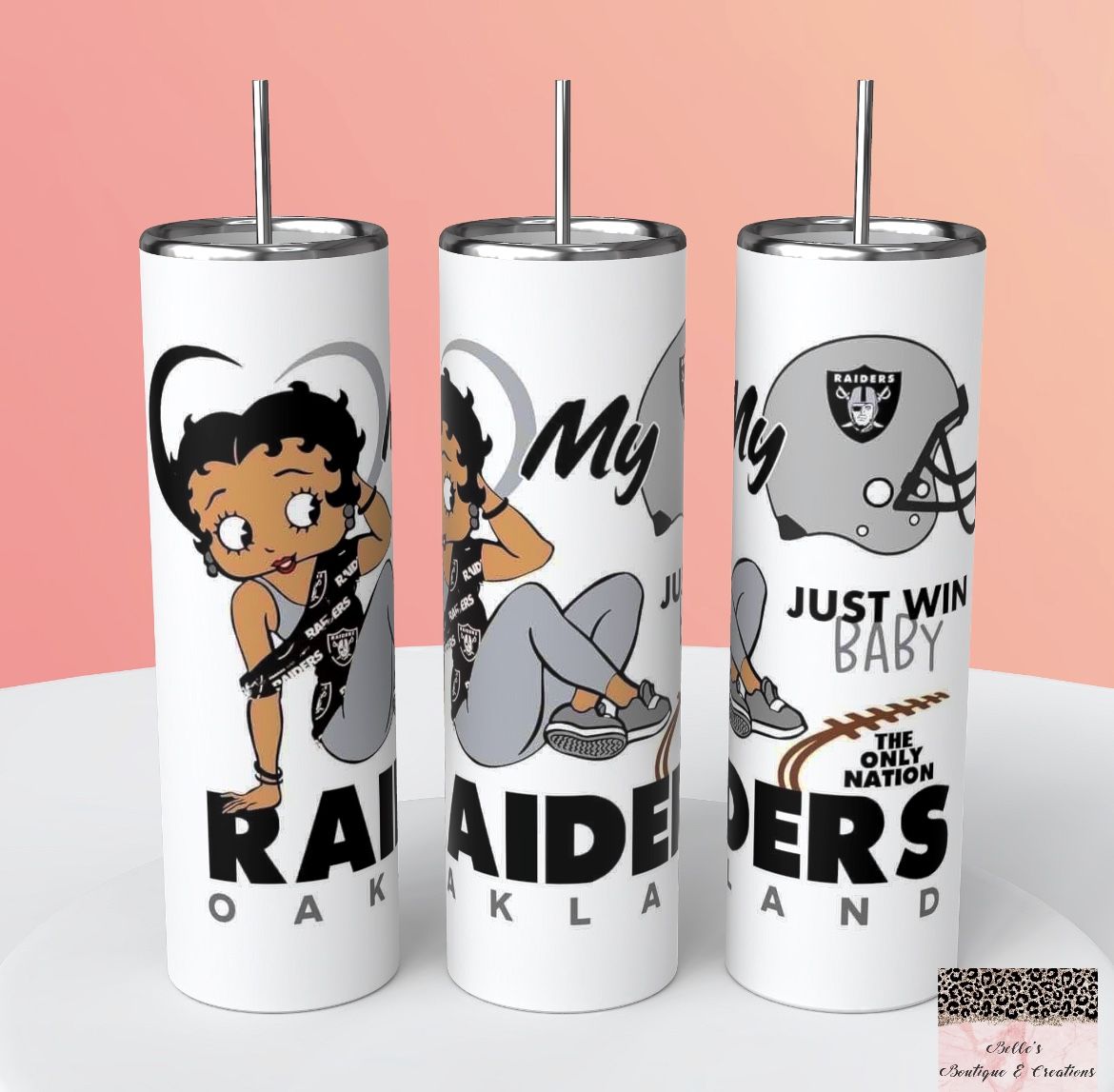 Oakland Raiders Betty Boop Football Tumbler