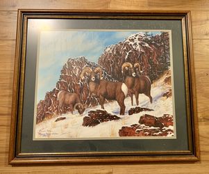RONNIE HOLZE BIG HORN RAMS PAINTING