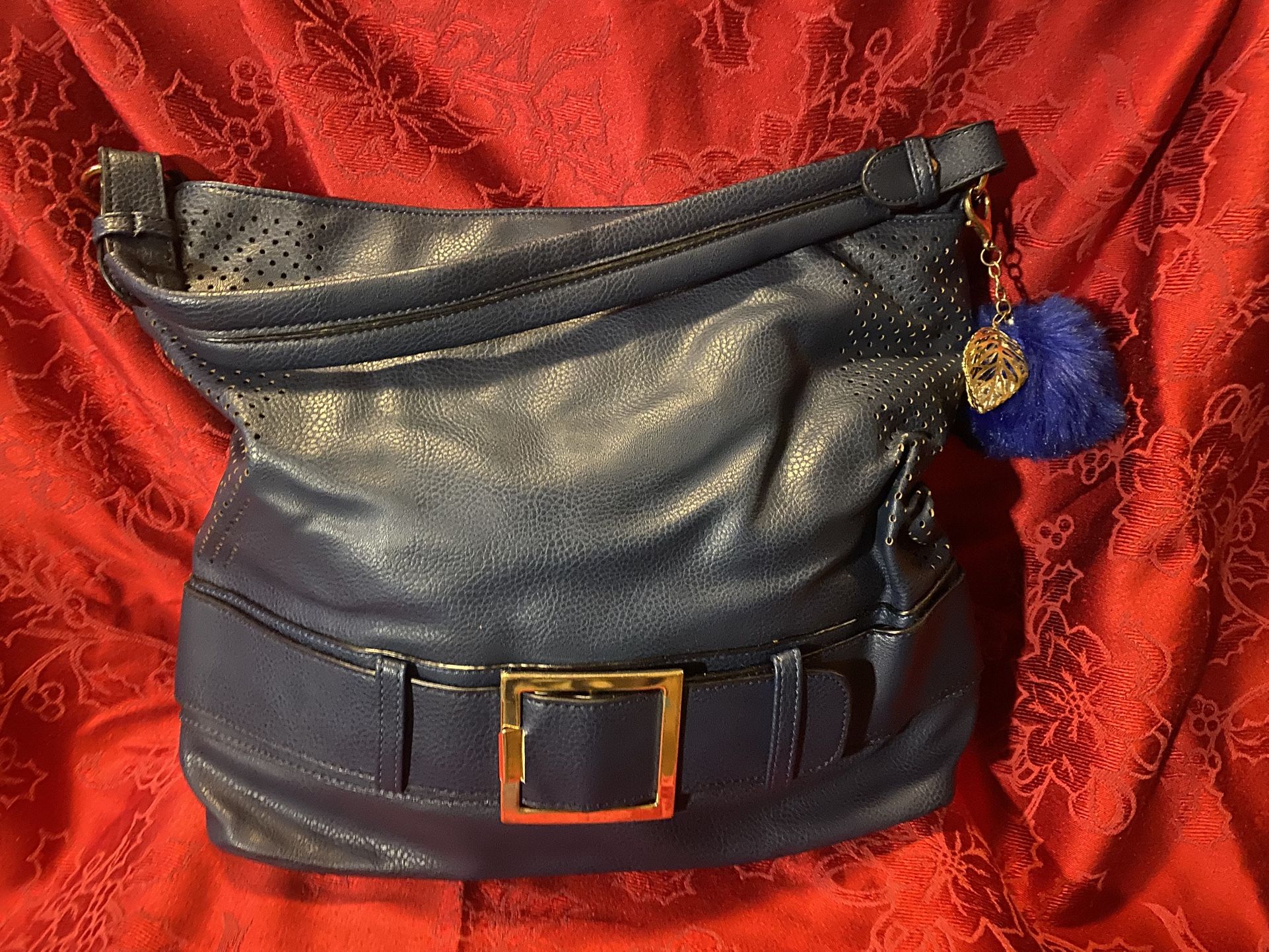 Navy Vegan Leather Bag