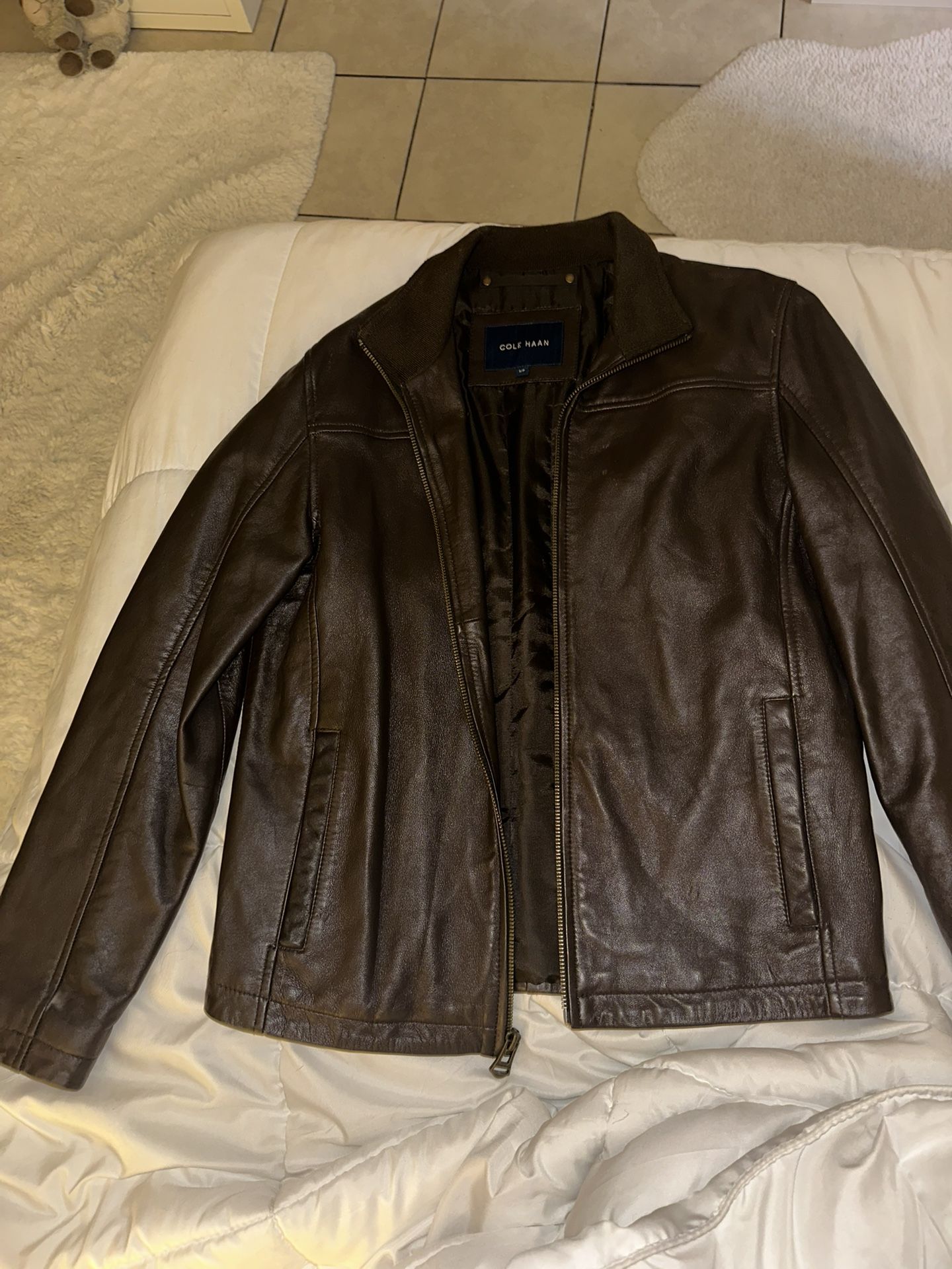 Cole Haan men’s brown leather jacket