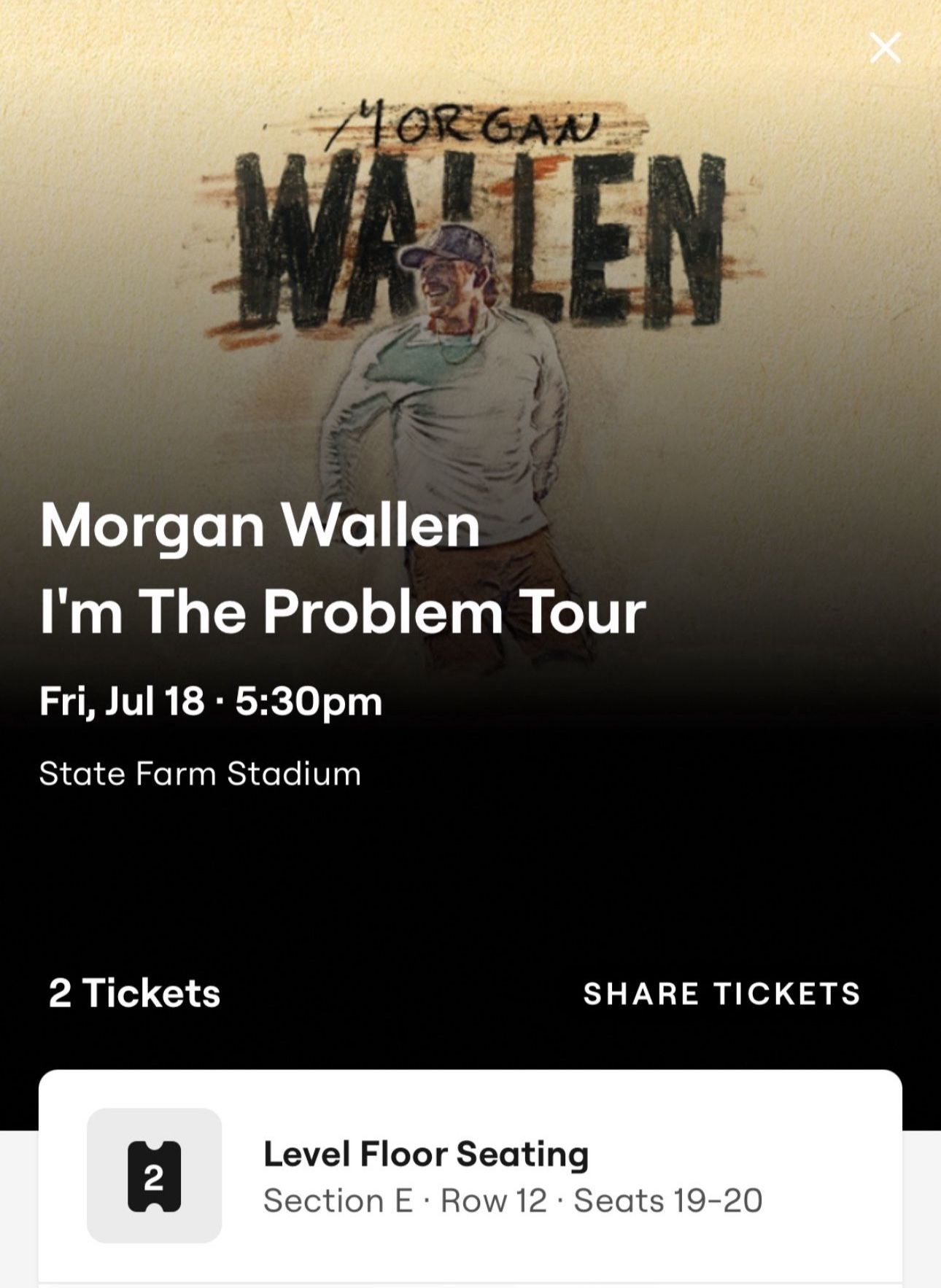 Morgan Wallen Tickets (Saturday Night $250 Each)