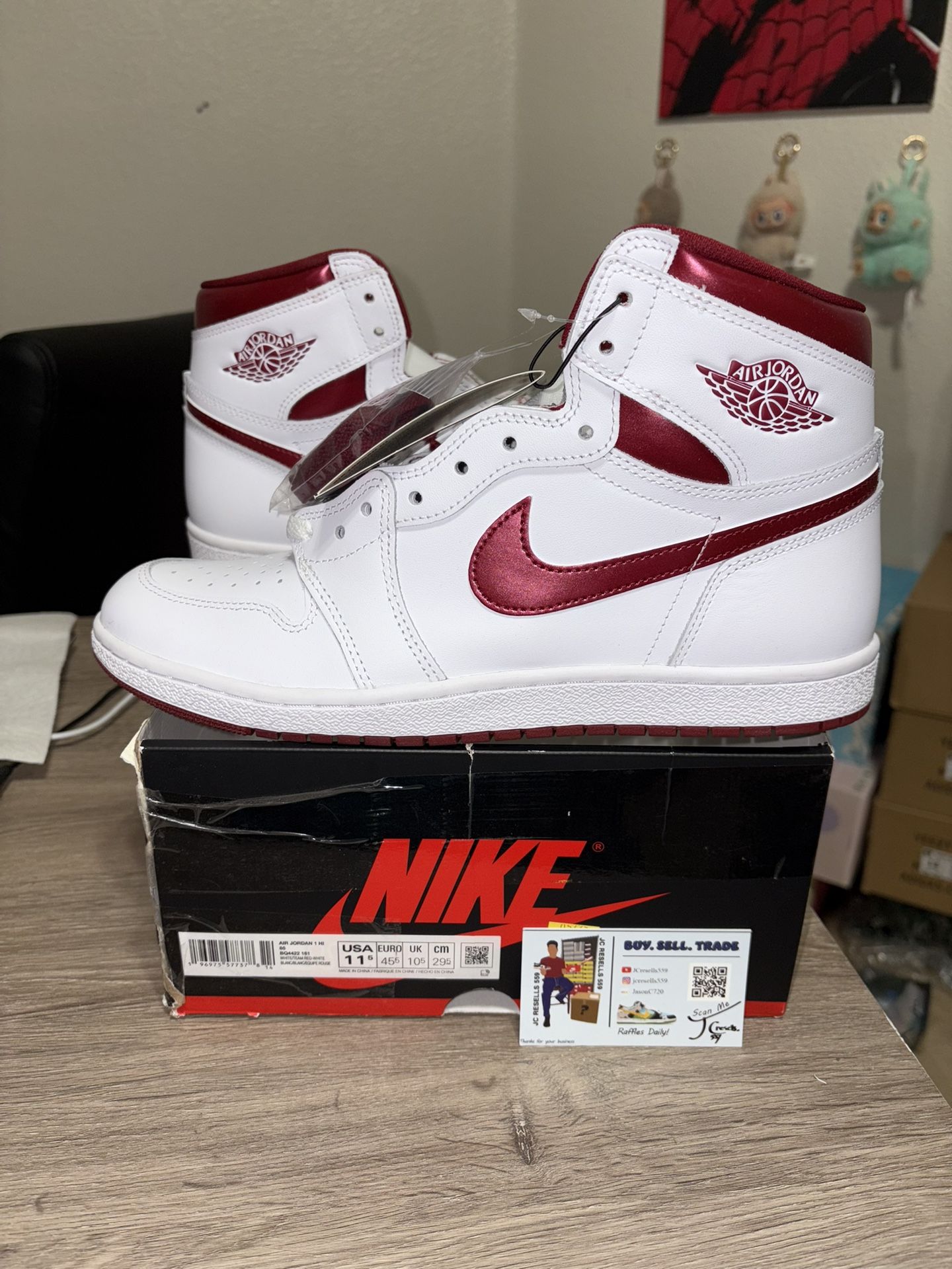 Size 11.5 - Air Jordan 1 Retro High 85 White Metallic Burgundy