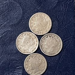 (4) Liberty “V” Nickels Various Dates