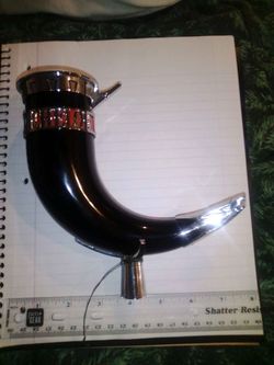 Decorative Viking Drinking Horn with Metal Fittings ( I think it is for putting on a tap)