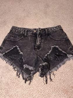 Black Ripped Jean Shorts