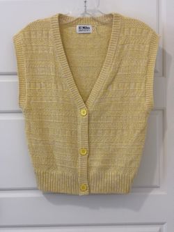 27 Miles Yellow Knit Button Front Sweater Vest Size M