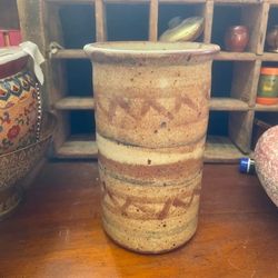Vintage Studio Pottery Flower Vase 8" 