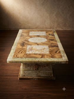 Vintage 1930s-1940s Neo-Inca hand carved onyx coffee table