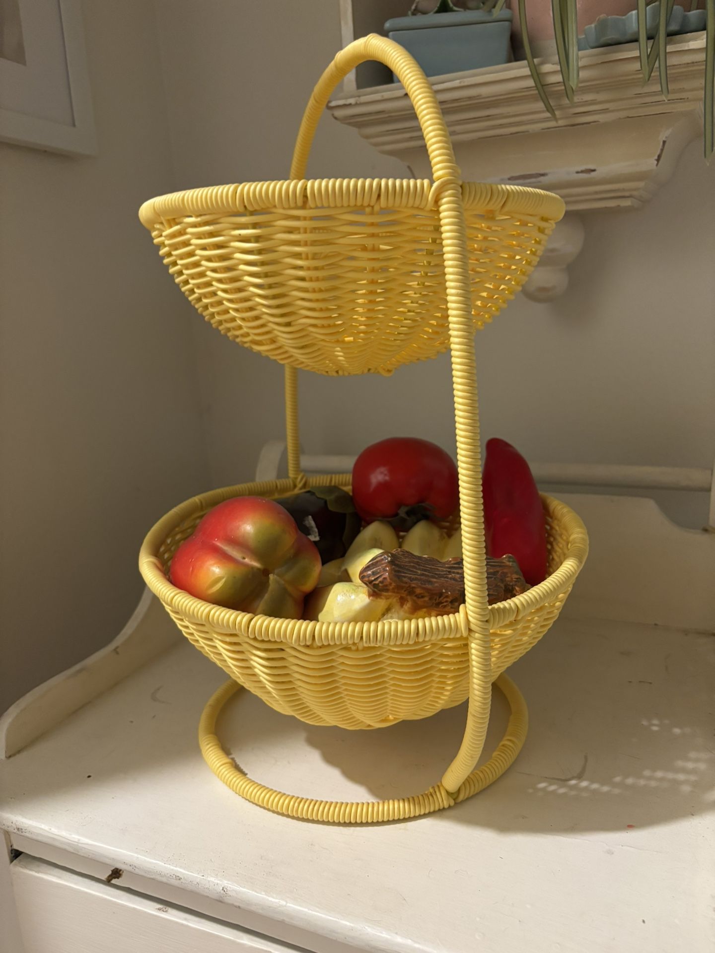 Big Yellow Wicker Double Basket