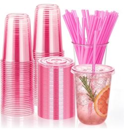 Set of 50, Pink 16 ounce plastic cups