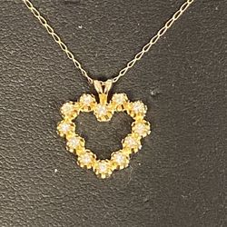 Diamond Heart Charm And Gold Chain 