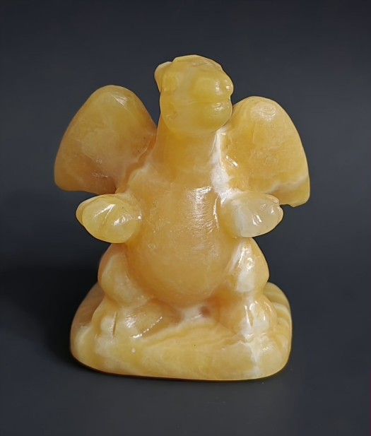 Yellow Calcite Charizard Crystal Carving