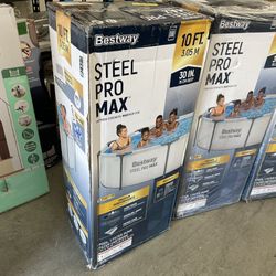 Bestway Steel Pro MAX 10'x30\" Metal Frame Above Ground Pool Set w/ Filter Pump & Cartridge