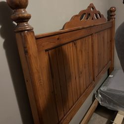 Heavy Wooden California King Bed With Tall Dresser And Matching Night Stand With 2 Bottom Half Mattress’s Still Wrapped In Plastic 