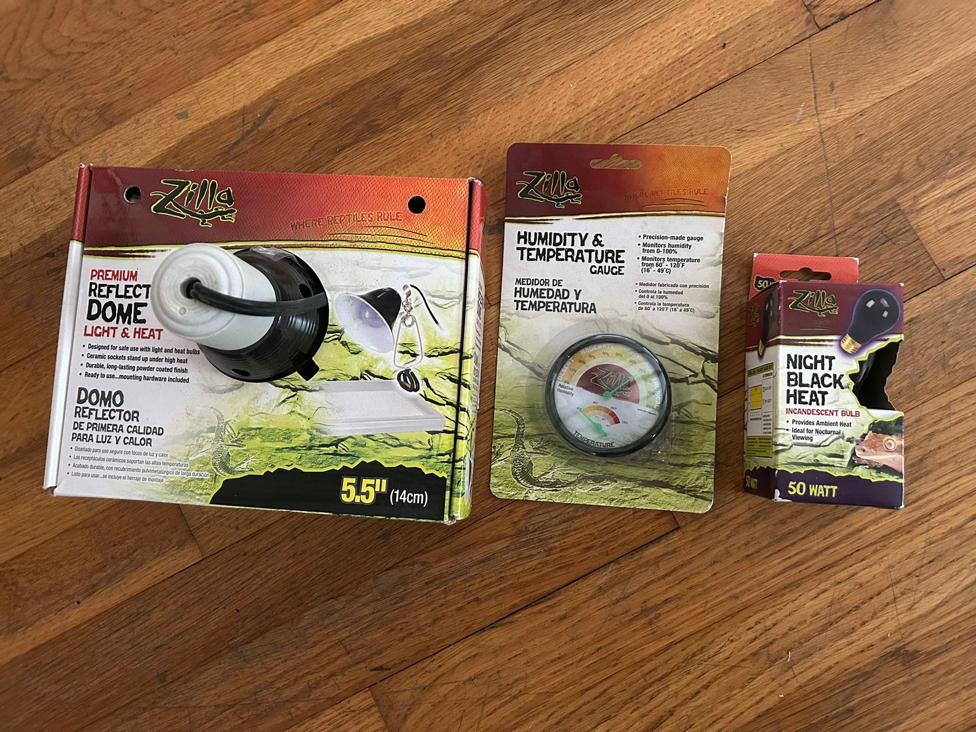 Reptile /Snake Dome lamp/Night Black Heat Bulb/Humidity & Temperature Gauge