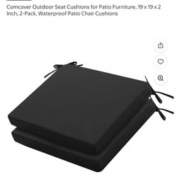Comcaver Outdoor Seat Cushions for Patio Furniture, 19 x 19 x 2 Inch, 2-Pack, Waterproof Patio Chair Cushions