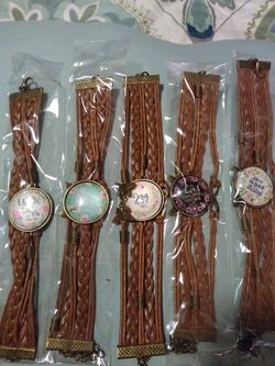 Leather bracelets with Bible verse.