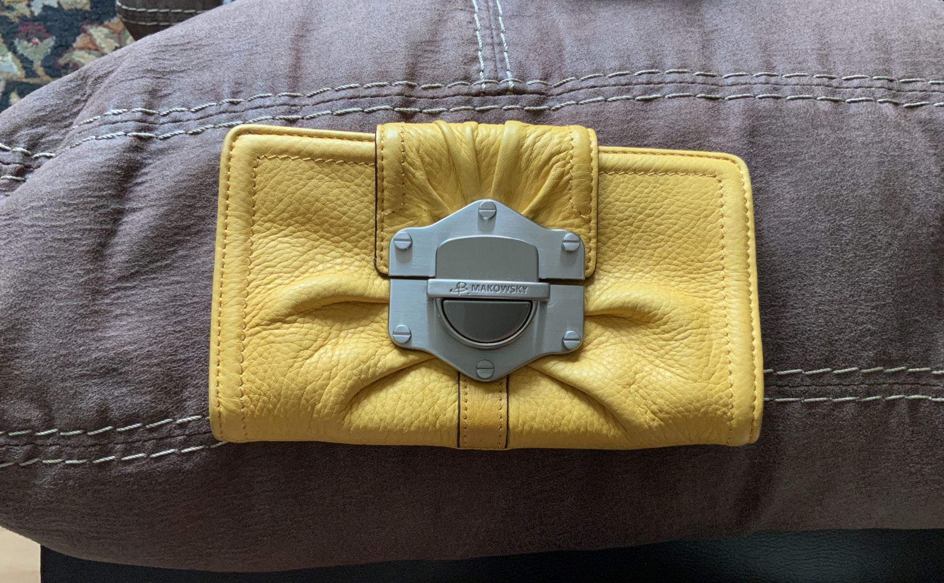 B. Makowsky Yellow Genuine Leather Wallet