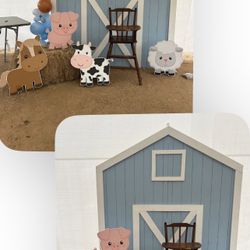 Farm barn Backdrop and Farm Anima Props 
