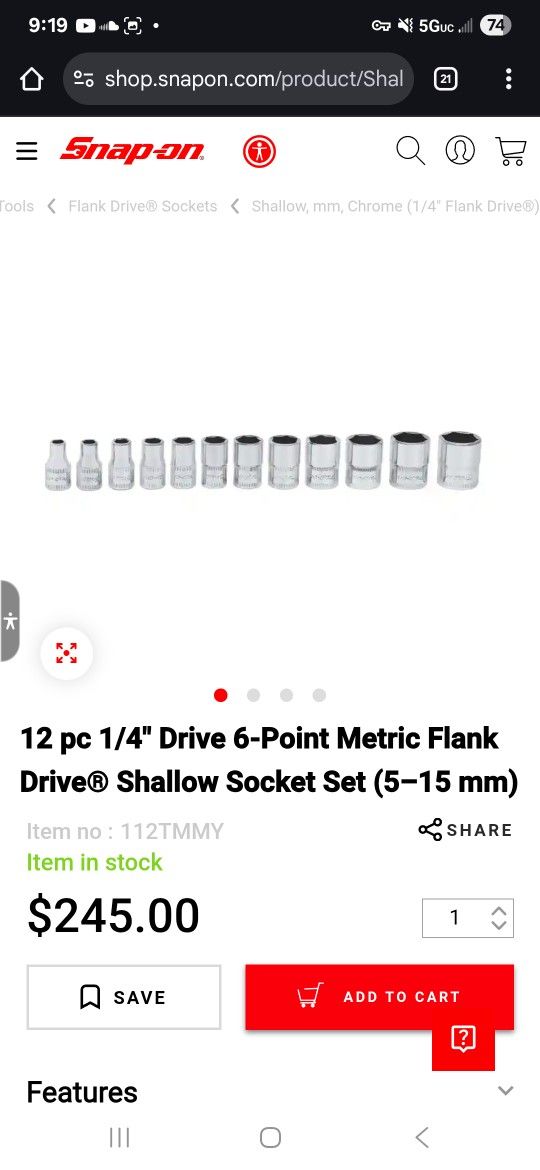 12 pc 1/4" Drive 6-Point Metric Flank Drive® Shallow Socket Set (5–15 mm)
Item no :112TMMY