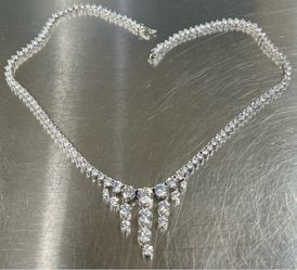 .925 Sterling Silver CZ Necklace 16”