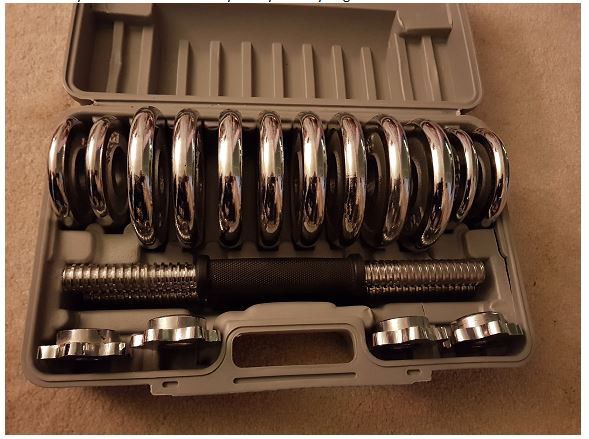 Chrome Adjustable Dumbbell Set with Storage Case 25 Lbs (ALL PLATES 25 Lbs Total)