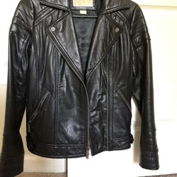 Michael Kors, black leather jacket, size XS