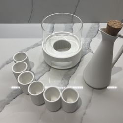 Sake Set with Warmer – Bottle, Cups & Heating Base