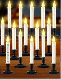 (Brand New in Box)
Enhon 18 Pack Battery Operated LED Window Candles, Dusk to Dawn Light Sensor, with Black Holders and Suction Cups, Ivory Christmas 