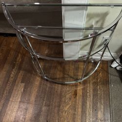 Carolina Entryway Glass Console Table With Shelves