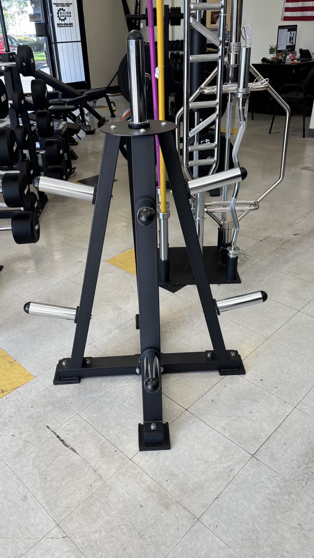 New Black And Chrome Weight Plate Tree