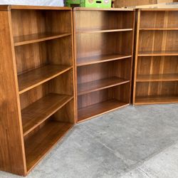 Set Of 3’ X 4’ Oak Bookcases Storage Display Shelving