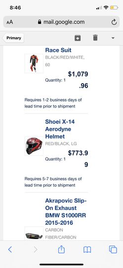 Alpinestar Racing suit and Shoei helmet