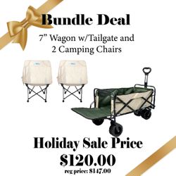 Bundle: Camping Chairs and Foldable Wagon with Tailgate