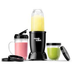 magic bullet® Personal Blender, 22 oz Cup, 250 Watt, Black, MBR-1101AK 250-watt base blends smoothies, shakes & frozen drinks. Includes (3) To-Go Cups