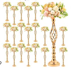 20 Pcs Metal Flower Arrangement Stand Wedding Flower Centerpieces Stand Elegant Metal Flower Vase Candelabra Candle Holder for Wedding Reception Table