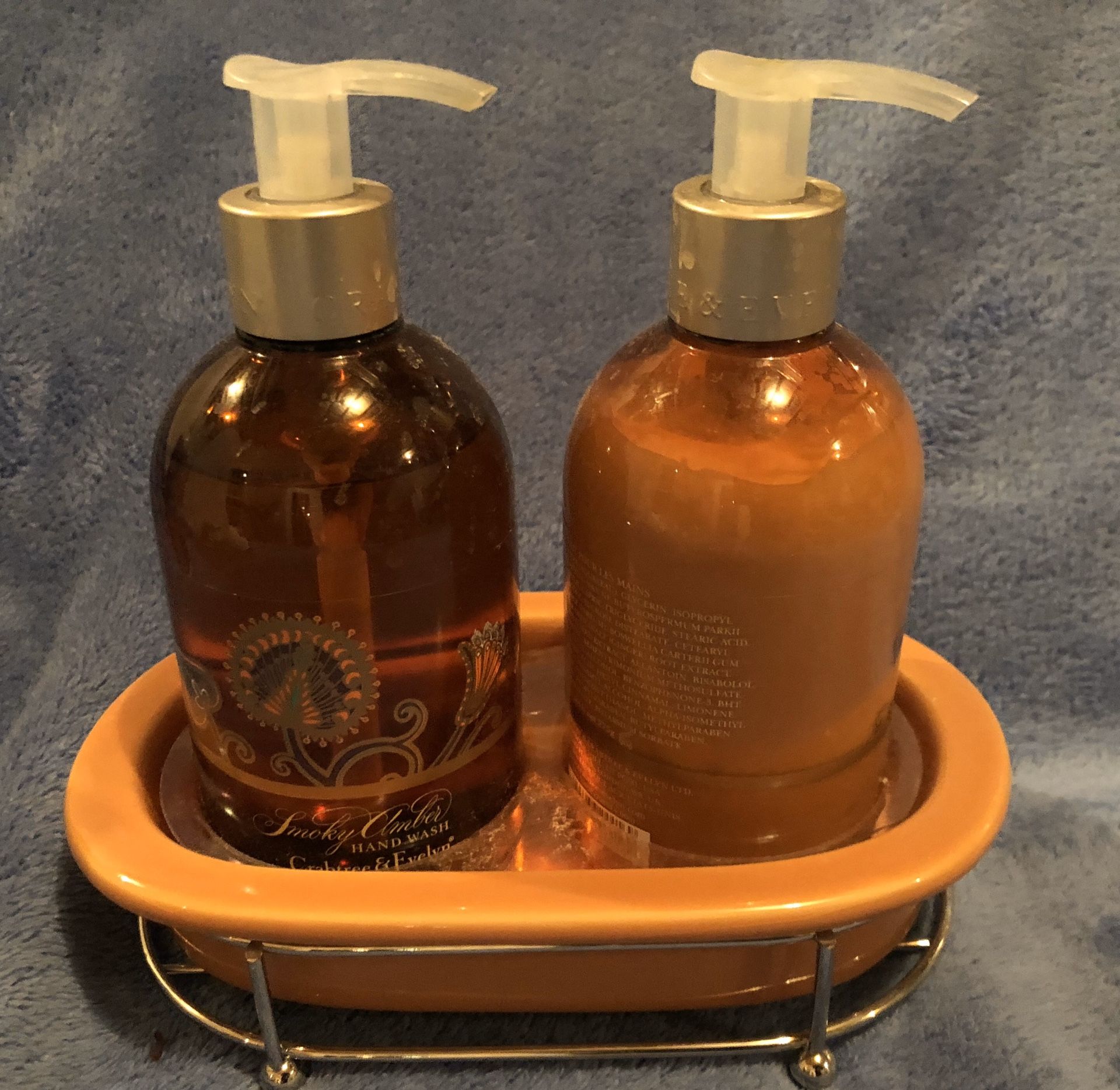 Smokey amber Crabtree and Evelyn soap/ lotion container