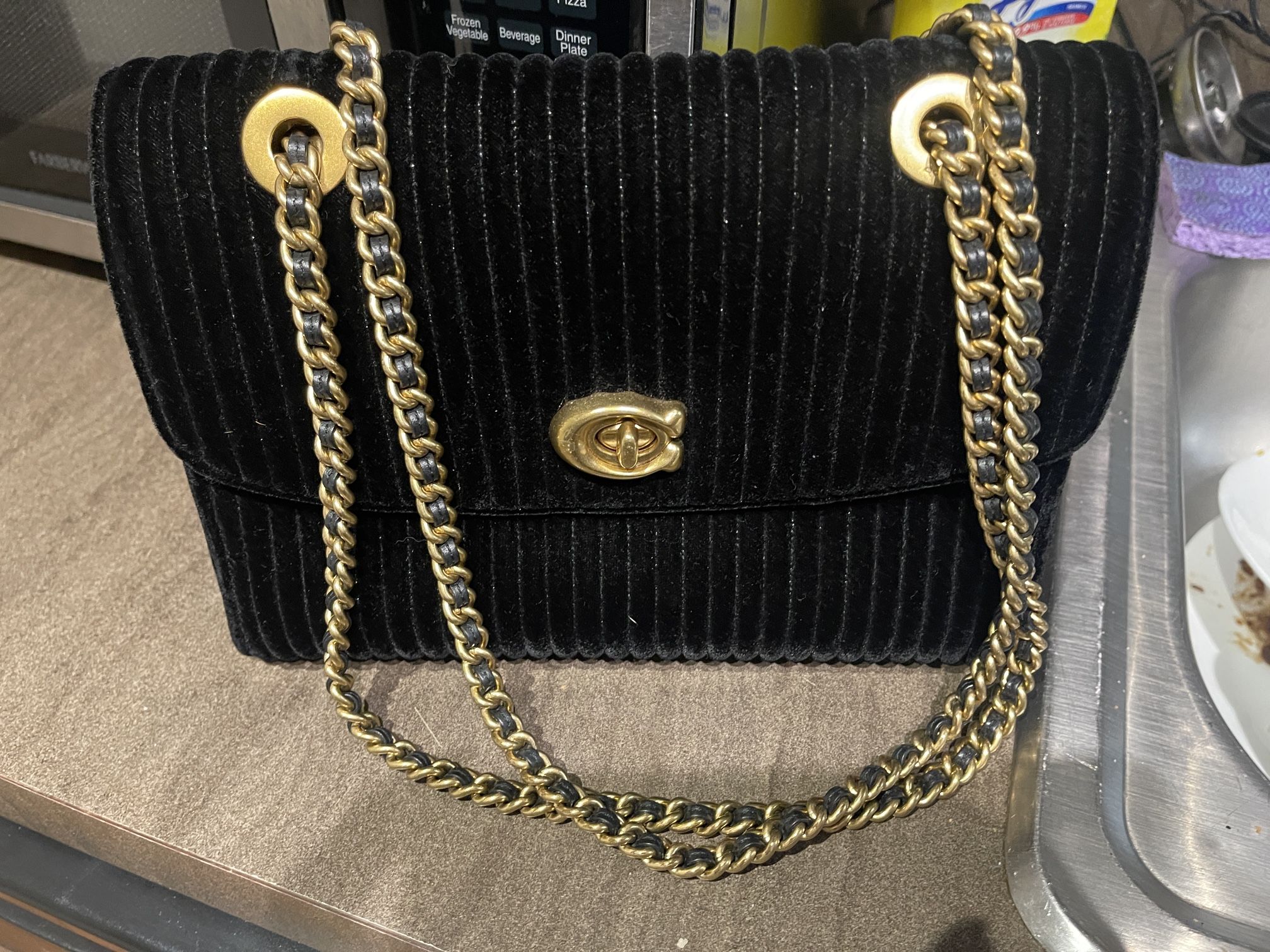 Gently Used Black Sparkly Coach Purse. 