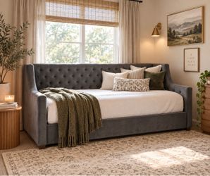 Charcoal Gray Tufted Velvet Daybed / Sofa Bed – Beautiful!