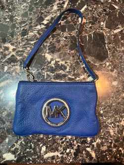 Michael Kors Fulton Limited Edition Cadet Blue Leather Wristlet Clutch