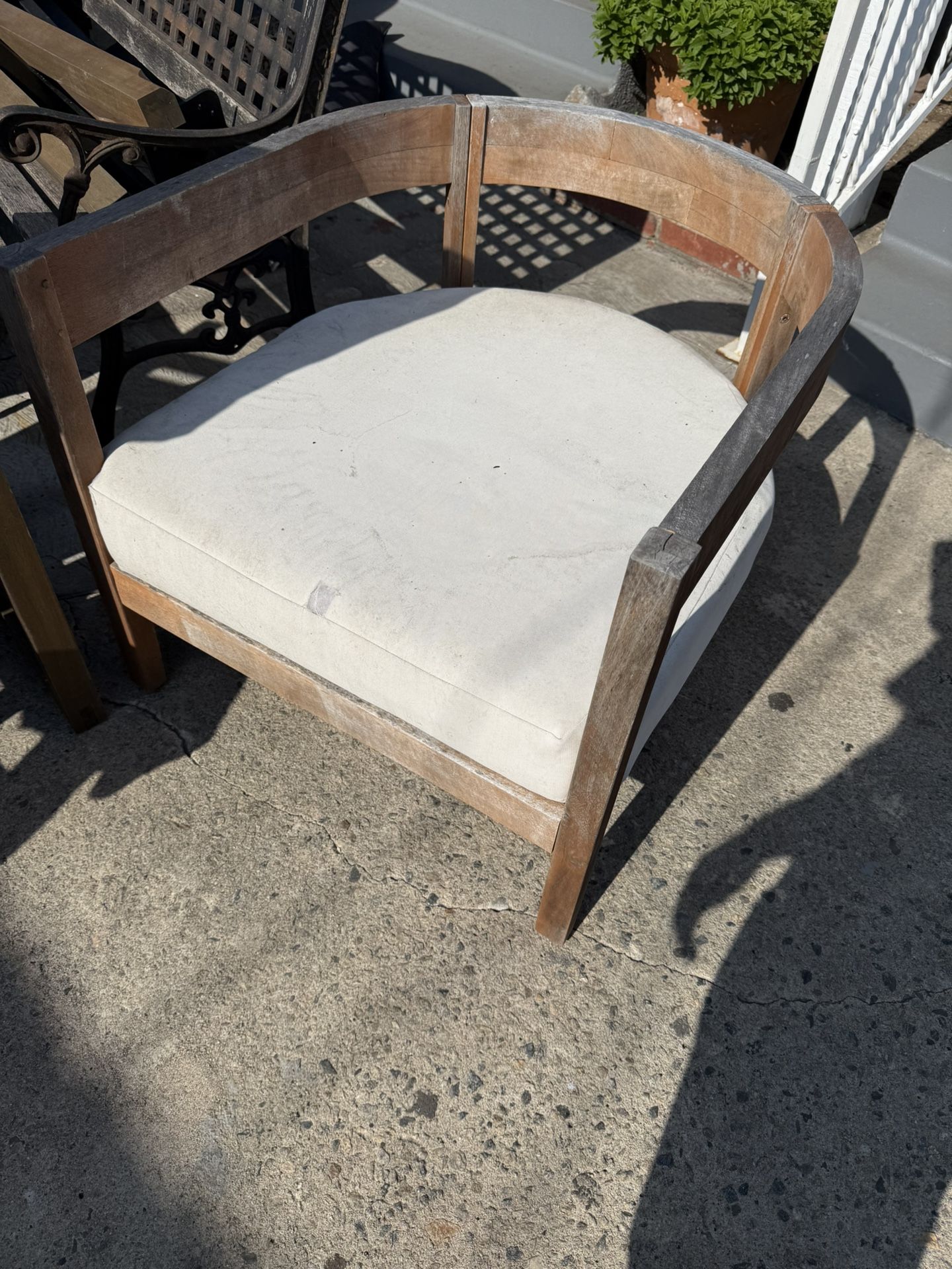 2 U Shape Real Wood Chairs And Stone Coffee Table