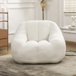 Set Of 2 Light Green/white Lazy Sofa Bean Bag 