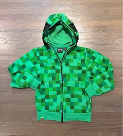 Minecraft Creeper Kids Fully Zip-Up Mask Hoodie Green  Size XS 7